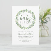 Elegant Typografie & Greenery Couple's Baby shower Kaart (Staand voorkant)