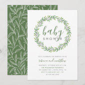 Elegant Typografie & Greenery Couple's Baby shower Kaart (Voorkant / Achterkant)