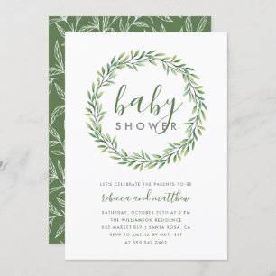 Elegant Typografie & Greenery Couple's Baby shower Kaart