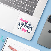 Elegant Typografie | HAPPY MOEDERDAG Sticker (Laptop met iPhone)