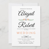 Elegant typografie koraal perzikbloem bruiloft kaart (Voorkant)