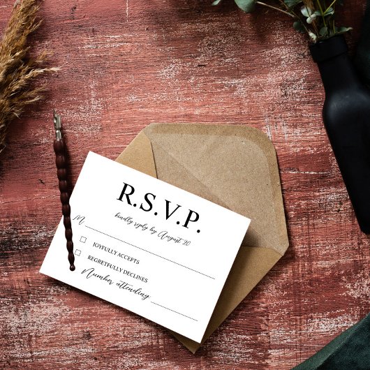 Elegant Typografie Laurel Wreath Monogram RSVP Kaartje