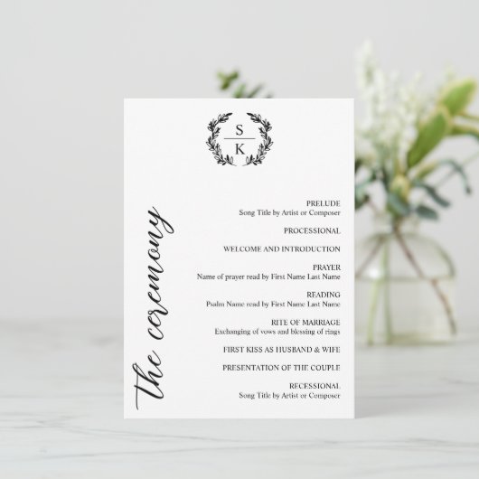 Elegant Typografie Laurel Wreath Monogram Wedding (Staand voorkant)