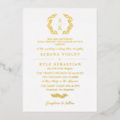 Elegant Typografie Laurel Wreath Monogram Wedding Folie Uitnodiging (Voorkant)