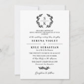 Elegant Typografie Laurel Wreath Monogram Wedding Kaart (Voorkant)