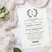 Elegant Typografie Laurel Wreath Monogram Wedding Kaart
