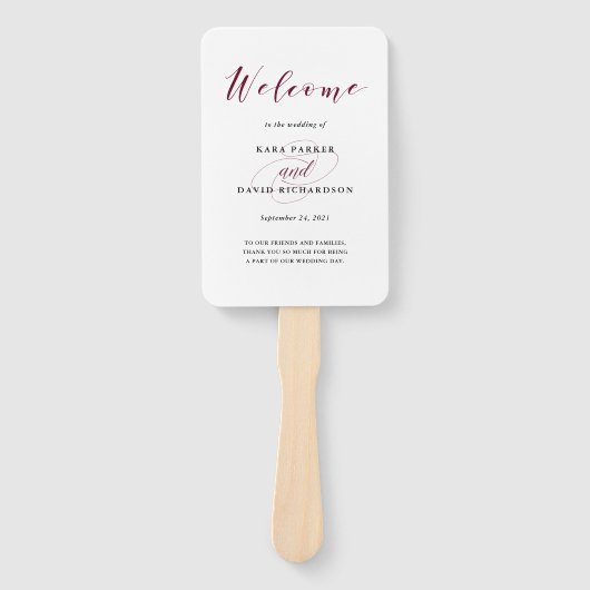 Elegant Typografie | Marsala Wedding Handwaaier (Voorkant)