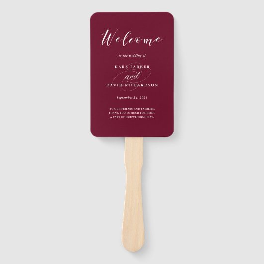 Elegant Typografie | Marsala Wedding Handwaaier (Voorkant)