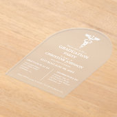 Elegant Typografie Medische school Afstuderen Acryl Uitnodigingen (Laagn)