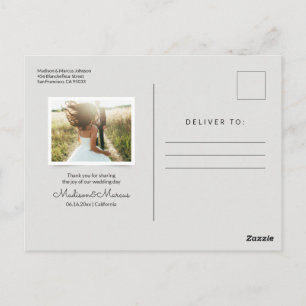 Elegant Typografie met foto Dank u wel Briefkaart
