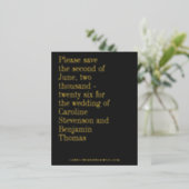Elegant Typografie Modern Save the Date Gold Folie Uitnodiging Briefkaart (Staand Voorkant)