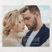 Elegant typografie moderne huwelijkslandfoto sparkling wijnetiket (Enkel label)