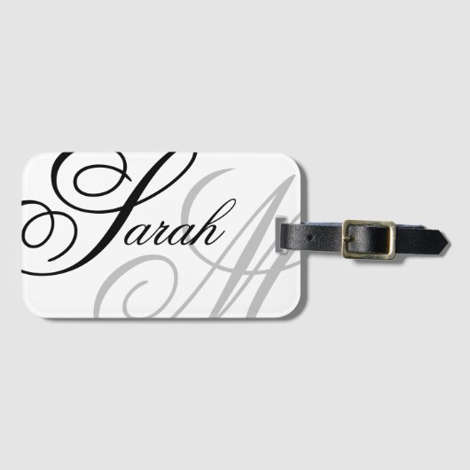 Elegant Typografie Monogram Bagagelabel (Voorkant (horizontaal))