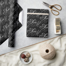 Elegant Typografie Monogram Cadeaupapier