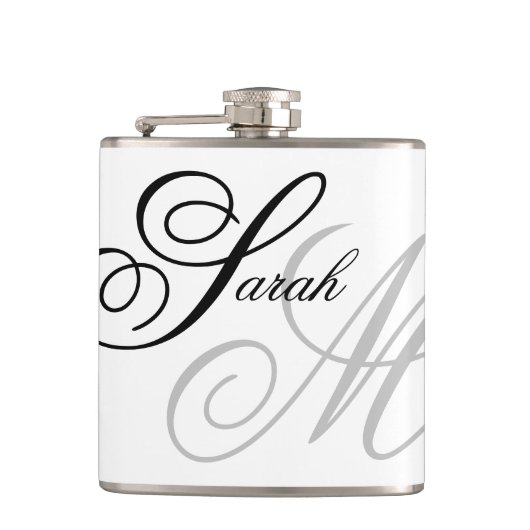 Elegant Typografie Monogram Heupfles (Voorkant)