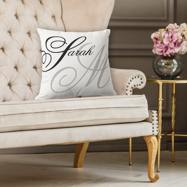 Elegant Typografie Monogram Kussen (Creator heeft geüpload)
