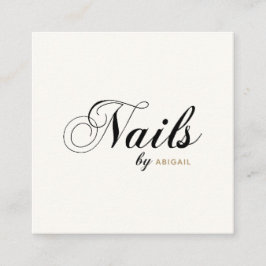 Elegant Typografie Nails by "Name" QR Code Ivory Vierkante Visitekaartje