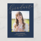 Elegant Typografie Navy Blue & Gold Afstuderen Briefkaart (Voorkant)