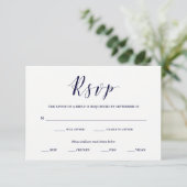 Elegant Typografie | Navy RSVP met keuze uit maalt (Staand voorkant)