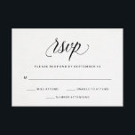 Elegant Typografie op Waterverf Paper RSVP<br><div class="desc">Deze eenvoudige en minimale RSVP-trouwkaarten zijn voorzien van zwarte kalligrafie op een witte,  nepachtergrond van waterverf.</div>