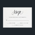 Elegant Typografie op Waterverf Paper RSVP<br><div class="desc">Deze eenvoudige en minimale RSVP-trouwkaarten zijn voorzien van zwarte kalligrafie op een witte,  nepachtergrond van waterverf.</div>