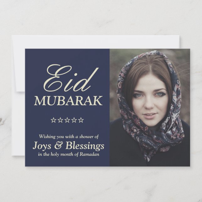 Elegant Typografie Persoonlijke Eid Mubarak Foto (Voorkant)