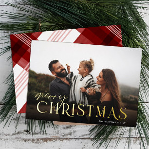 Elegant Typografie Pset Merry-kerstfoto Folie Feestdagenkaart