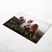 Elegant Typografie Pset Merry-kerstfoto Folie Feestdagenkaart (Gedraaid)