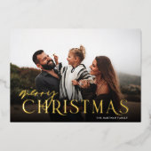 Elegant Typografie Pset Merry-kerstfoto Folie Feestdagenkaart (Voorkant)