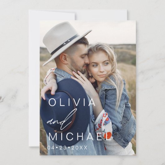 Elegant Typografie Save the Date Photo Minimalist (Voorkant)