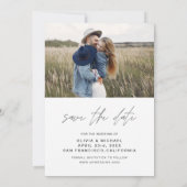 Elegant Typografie Save the Date Photo Minimalist (Achterkant)