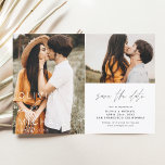 Elegant Typografie Save the Date Photo Minimalist<br><div class="desc">Het huwelijk bewaart de Kaarten van de Datum die een foto op de voor en rug hebben. Sparen de kaarten van de Datum bevatten een moderne hand geschreven kromme manuscripttypografie die elegant,  eenvoudig en modern zijn om na u minimalistische eenvoudige trouwdag te gebruiken viering.</div>