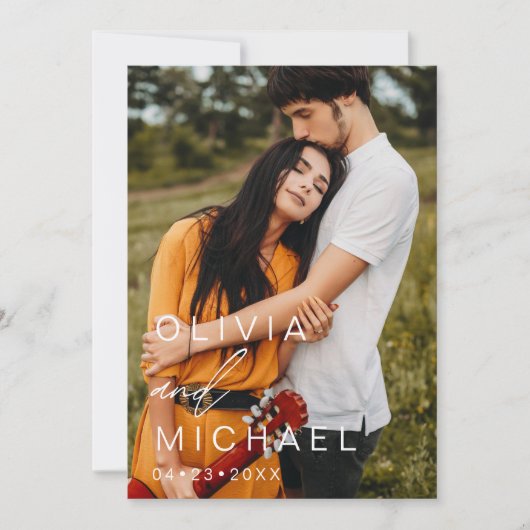 Elegant Typografie Save the Date Photo Minimalist (Voorkant)