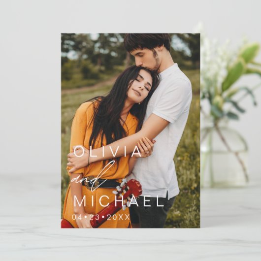 Elegant Typografie Save the Date Photo Minimalist (Staand voorkant)