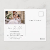 Elegant Typografie Save the Date Photo Minimalist Briefkaart (Achterkant)