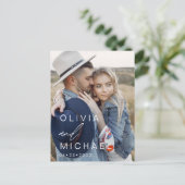 Elegant Typografie Save the Date Photo Minimalist Briefkaart (Staand voorkant)