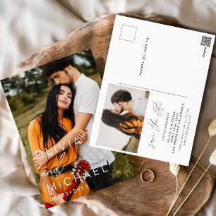 Elegant Typografie Save the Date Photo Minimalist Briefkaart