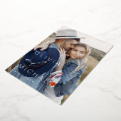 Elegant Typografie Save the Date Photo Silver Folie Uitnodiging (Gedraaid)