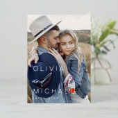 Elegant Typografie Save the Date Photo Silver Folie Uitnodiging (Staand Voorkant)