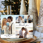 Elegant Typografie Script 4 Foto Collage Bruiloft Bedankkaart