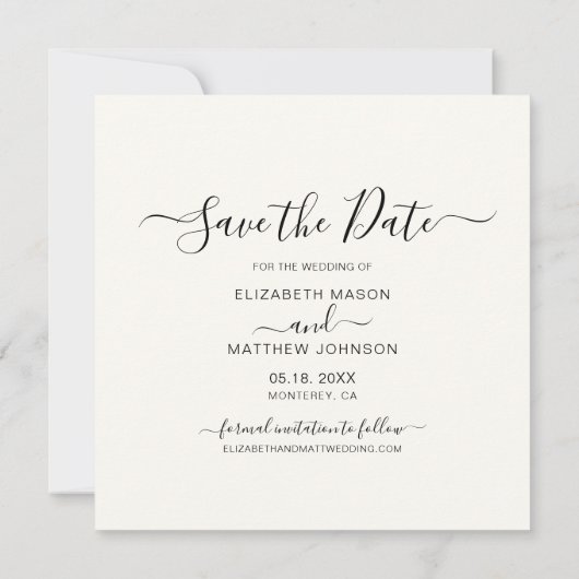 Elegant Typografie Script Modern One Photo Wedding Save The Date (Achterkant)