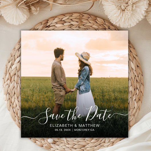 Elegant Typografie Script Modern One Photo Wedding Save The Date