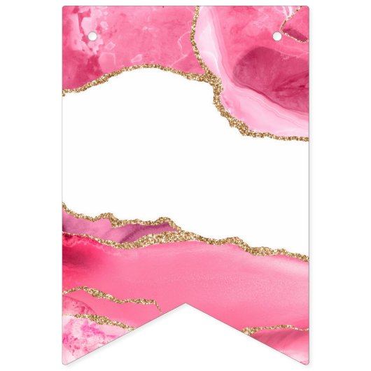 Elegant Typografie Script Roze Agaat Bruiloft Deco Vlaggetjes (Eerste vlag)