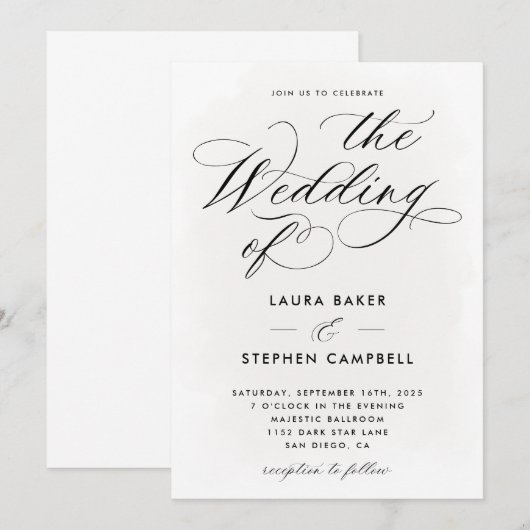 Elegant Typografie Uitnodiging (Voorkant / Achterkant)