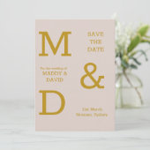 Elegant Typografie Zand Wedding Save the Date (Staand voorkant)