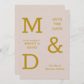 Elegant Typografie Zand Wedding Save the Date (Voorkant / Achterkant)