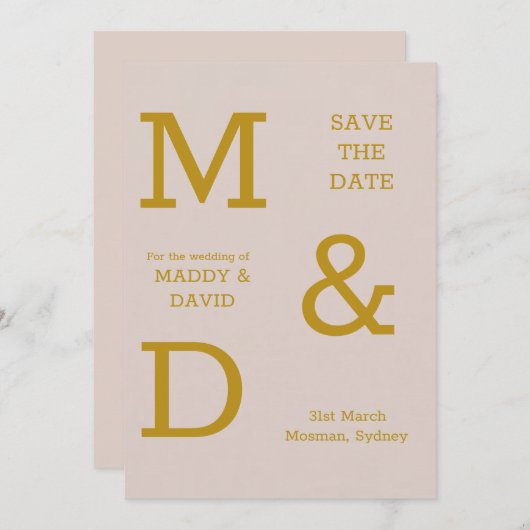 Elegant Typografie Zand Wedding Save the Date (Voorkant / Achterkant)