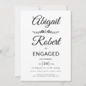 Elegant typografie zwarte bloemen verloving kaart (Voorkant)