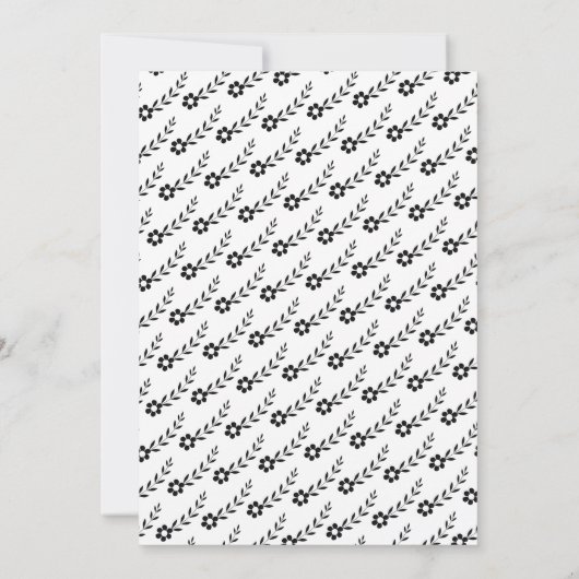 Elegant typografie zwarte witte bloemen bruiloft kaart (Achterkant)