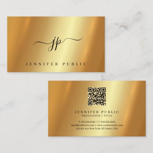 Elegant Typografisch Script Monogram Glamour Gold Visitekaartje (Voorkant / Achterkant)